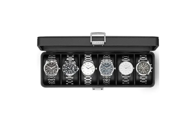 Vlando 6-slot Watch Box For Men - Lockable Display Case With Glass Lid Watch Storage Box With Removable Watch Pillows