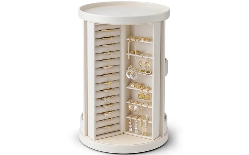Vlando Jewellery Box 360â Rotating Jewellery Box With 6 Necklace Hooks - Vertical Jewellery Storage For Necklaces