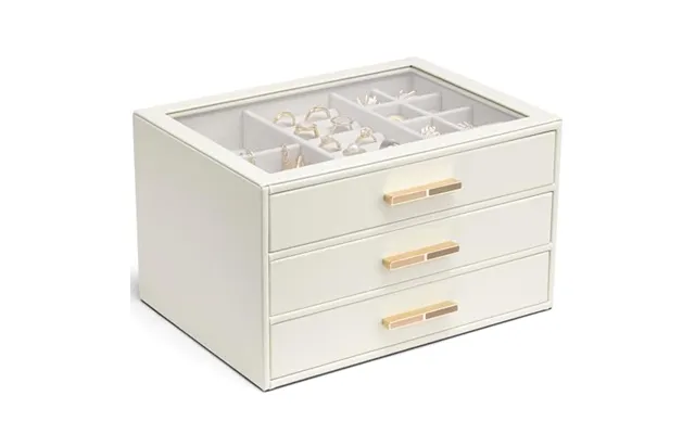 Vlando Jewellery Box With Glass Lid - Plenty Storage Jewellery Organiser With 3 Drawers