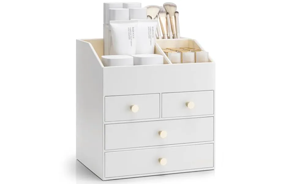 Vlando Make Up Organiser - Large Capacity Skincare Organiser With 4 Drawer,for Lipstick,skincare Storage & Bedroom,white