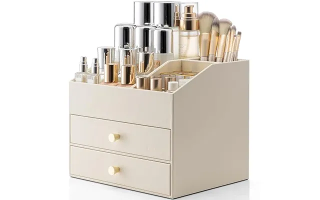 Vlando Makeup Organiser - Faux Leather Cosmetic Organiser With 2 Drawer