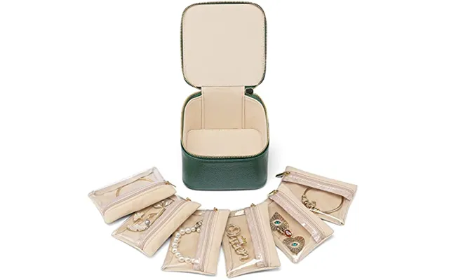 Vlando Small Jewellery Box Organiser Travel Jewelry Storage With 6 Velvet Jewellery Zipper Pockets,premium Petal Hardwar