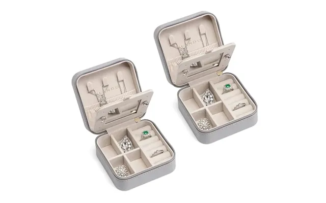 Vlando Travel Jewellery Box,2pcs Small Jewellery Box,earring Gift Box,for Necklace,ring,earring,grey D