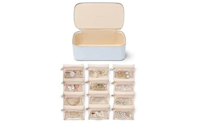 Vlando Travel Jewellery Organiser,pu Leather Jewellery Box With 12 Velvet Jewellery Pouch - Jewellery Case For Necklace,