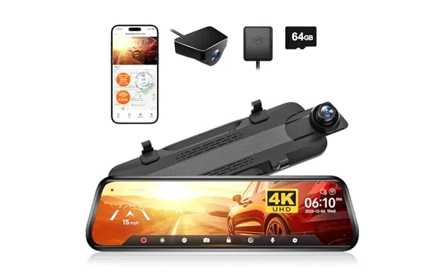 Wolfbox G930 10'' Rear View Mirror Camera With 5.8ghz Wifi - 4k Dash Cam Front And Rear With Wdr