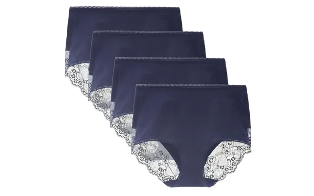 Women's 3 Or 4 Pack High Waisted Comfort Cotton Lace Coverage Full Rise Briefs Knickers Underwear S Navy Blue 4pk