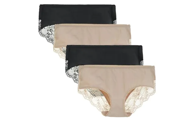 Women's 4 Pack Cotton Mid Rise Full Coverage Lace Hipster Brief Panty Knicker Underwear M Black Nude