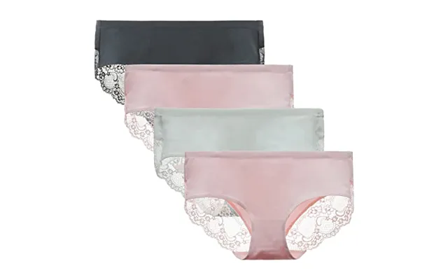 Women's Knickers 4 Pack Mid Rise Cotton Lace Full Coverage Brief Hipster Panty Underwear S Black Pink2 White