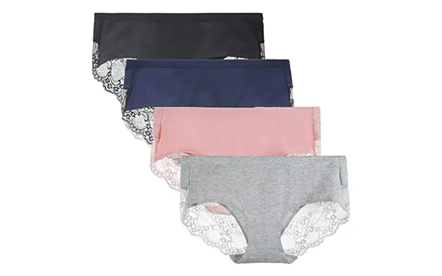 Women's Knickers 4 Pack Mid Rise Cotton Lace Full Coverage Brief Hipster Panty Underwear
