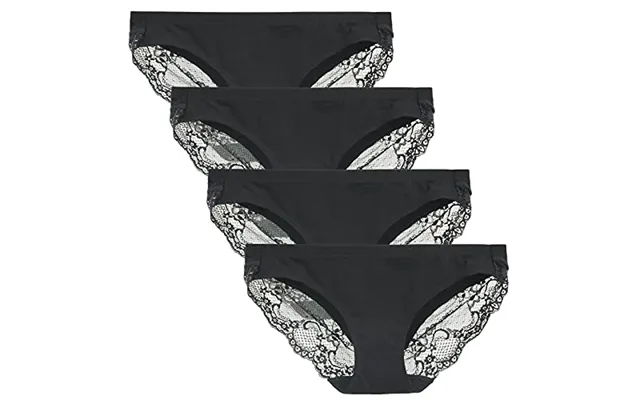 Women's Knickers Low Waist Cotton Underwear Lace Coverage Bikinis Ladies Panties 4 Pack