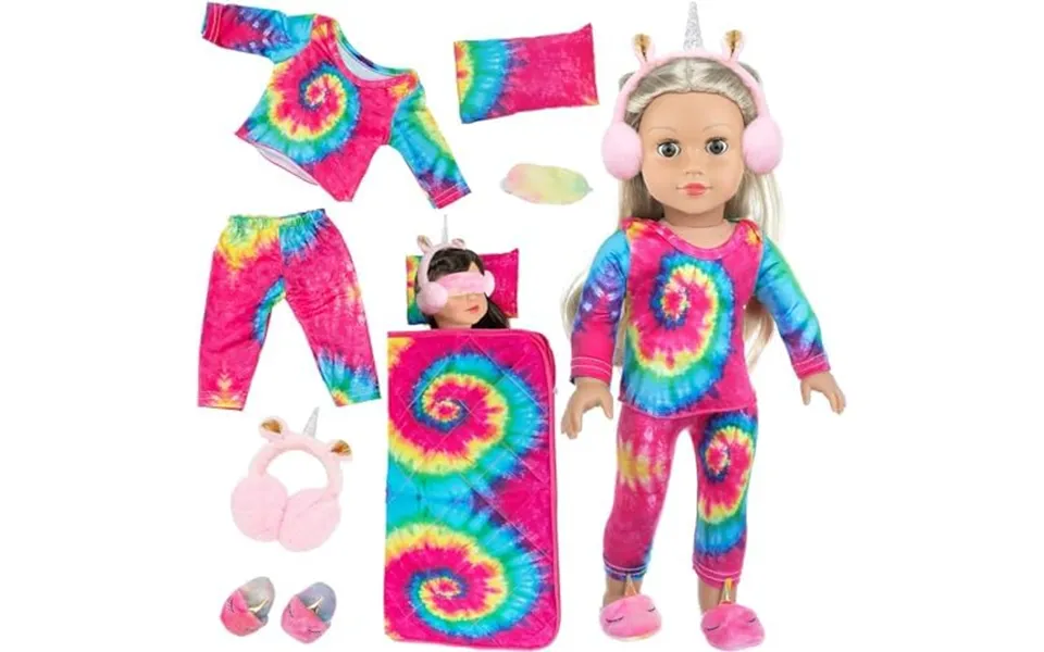 Zita Element American 18 Inch Girl Doll Accessories Doll Sleeping Bag Set-matching Eye Masks & Pillow Ect -doll Accessor