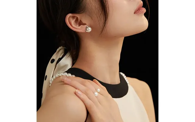 Beaded Pearl Adjustable Vintage Style Silver Ring