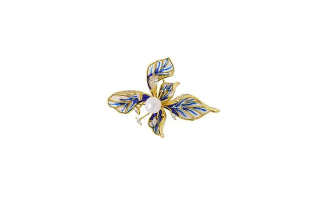 Blue Floral Enamel Brooch