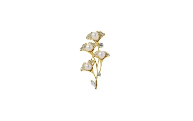 Cedar Leaf Zircon And Freshwater Pearl Brooch