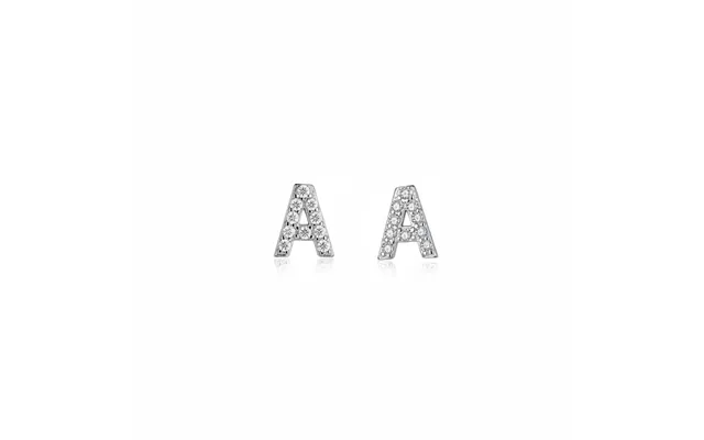 Diamond Letter Initial Silver Stud Earrings