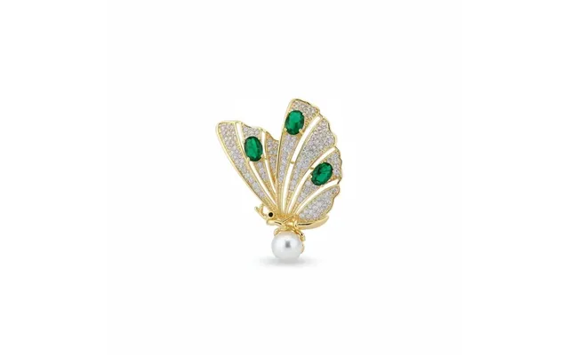 Elegant Zircon Butterfly Pearl Brooch