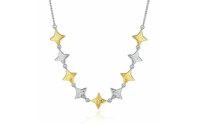 Embossed Silver And Gold Contrast Stars Necklace