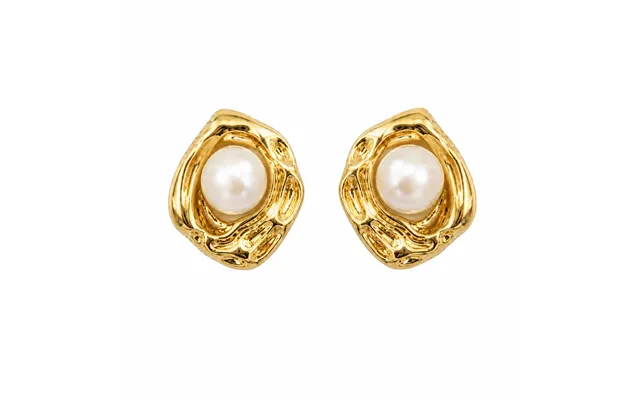 Freshwater Pearl Molten Organic Stud Earrings