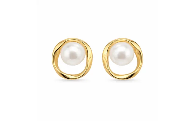 Freshwater Pearl Organic Circle Stud Earrings