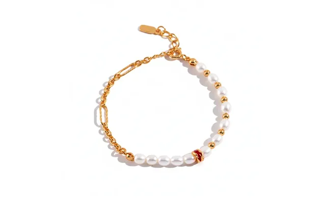 Gold Drip Glaze Bead And Pearl Bracelet
