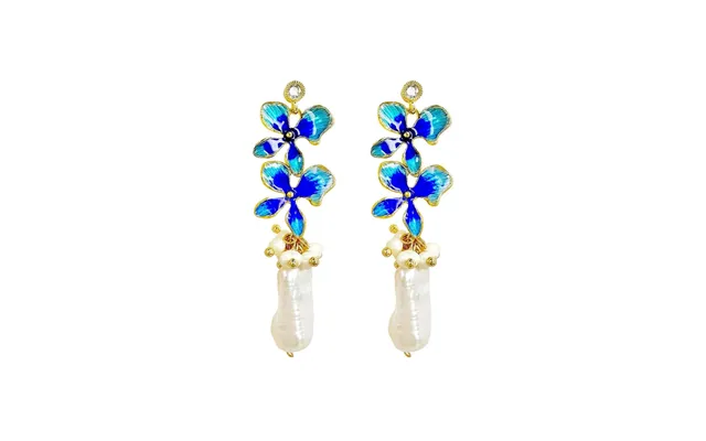 Gold Flower Stud Baroque Pearl Drop Earrings