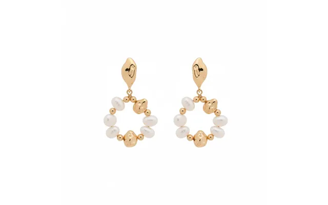 Gold Natural Pearl Loop Earrings