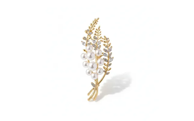 Golden Pearl Leaf Brooch
