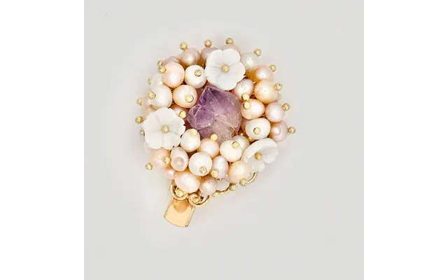 Natural Amethyst And Pearl Flower Hair Clip