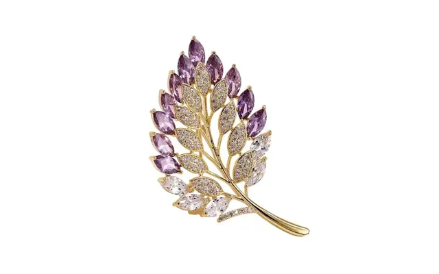 Purple Crystal Leaf Brooch