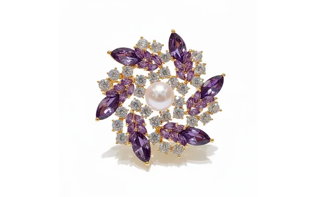 Royal Amethyst & Freshwater Pearl Floral Brooch