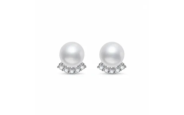 Silver Moissanite Freshwater Pearl Stud Earrings
