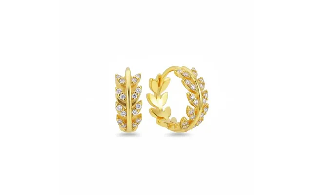 Sterling Silver Leaf Cubic Zirconia Hoop Earrings