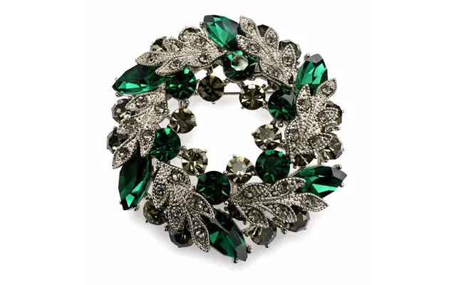 Vintage Crystal Leaf Wreath Brooch - Two Colours