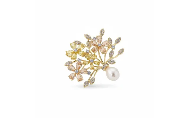 Vintage Floral Zircon And Pearl Brooch