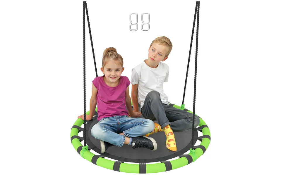 Aiyaplay 100 Cm Diameter Kid Nest Swing Seat With Height Adjustable Ropes For Outdoor Indoor - Black