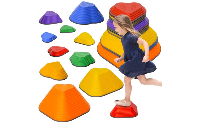 Aiyaplay 11pcs Heart-shaped Kids Stepping Stones Balance & Motor Skills - Multicoloured Aosom Uk