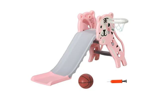 Aiyaplay 2 In 1 Baby Slide For Indoor Use With Basketball Hoop, Basketball, For Ages 18-36 Months - Pink Aosom Uk