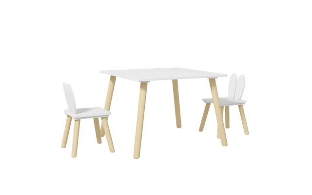 Aiyaplay 3 Pcs Toddler Table And Chair Set - Kids Desk And 2 Chairs Set W Bunny Ear Backrest