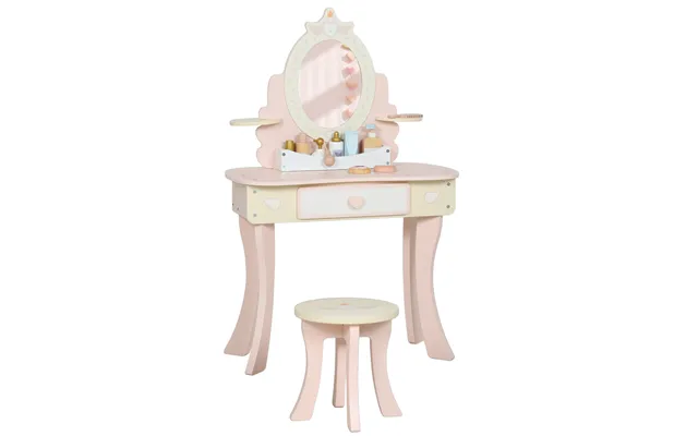 Aiyaplay Kids Dressing Table - Girls Vanity Set With Mirror And Stool
