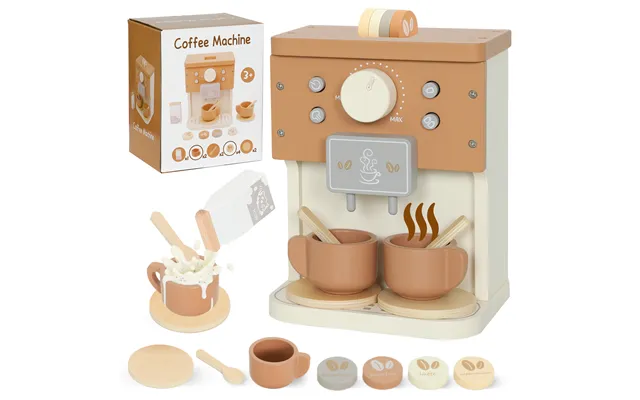 Aiyaplay Kids Wooden Coffee Machine Toy - Pretend Play Kitchen Accessories Gift For Boys And Girls Ages 3 product image