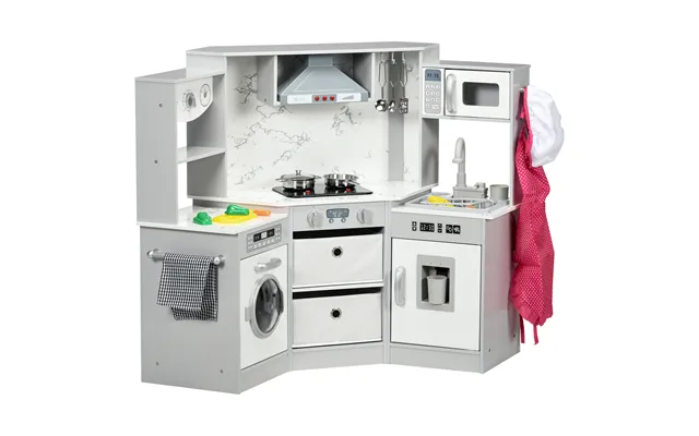 Aiyaplay Toy Kitchen With Running Water, Lights Sounds, Apron And Chef Hat, Water Dispenser, For 3-6 Years Old - Grey Ao product image