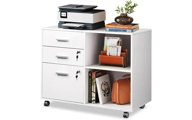 Devaise 3 Drawer Mobile File Cabinet,wood Lockable Drawers Printer Stand With Open Storage Shelf Fits A4 Or Letter Size 