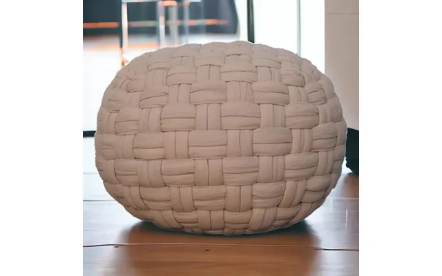 Handcrafted Tube Pouffe With Pleated Design - Breathable Cotton Fabric