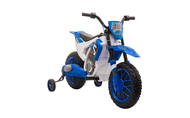 Homcom 12v Kids Electric Motorbike Ride On Motorcycle Vehicle Toy With Training Wheels For 3-5 Years Old - Blue Aosom Uk