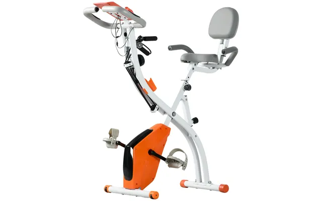 Homcom 2-in-1 Upright Exercise Bike Stationary Foldable Magnetic Recumbent Cycling With Arm Resistance Bands Orange Aoso
