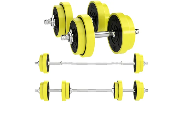 Homcom 20kgs 2-in-1 Dumbbell & Barbell Adjustable Set Strength Muscle Exercise Fitness Plate Bar Clamp Rod Home Gym Spor