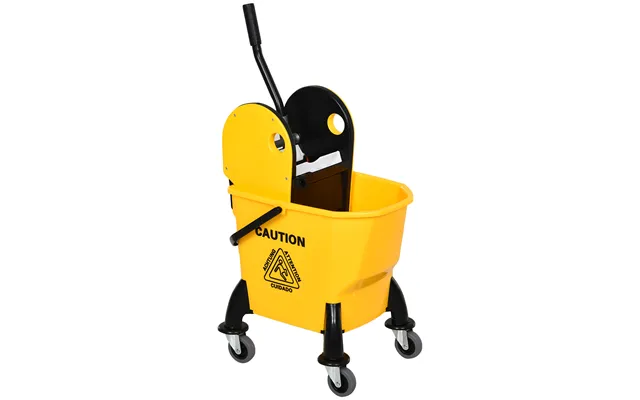 Homcom 26l Mop Bucket & Water Wringer W 4 Wheels Plastic Body Metal Handle Pole Holder Home Commercial Cleaning Floor Ca product image