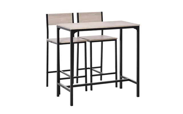 Homcom 3 Pcs Table Stool Set Industrial Design W Metal Frame Oak Tone Mdf Panels Minimal Compact Beautiful Aosom Uk