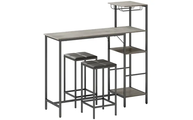 Homcom 3 Piece Breakfast Bar Table And Stools Set - Washed Grey