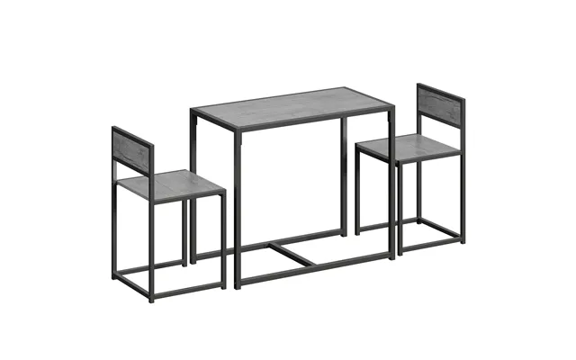 Homcom 3 Piece Table Stool Set - Charcoal Grey Wood-effect